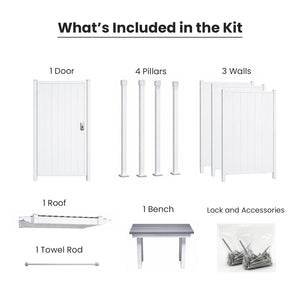 Single Outdoor Shower Kit Enclosure - 46”x46”x88"